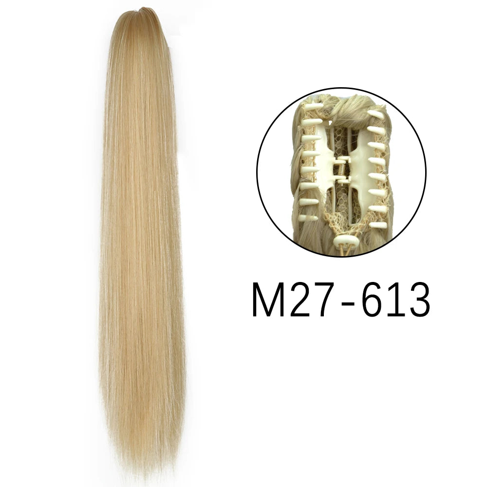 Synthetic Long Straight Claw Clip On 24Inch Ponytail