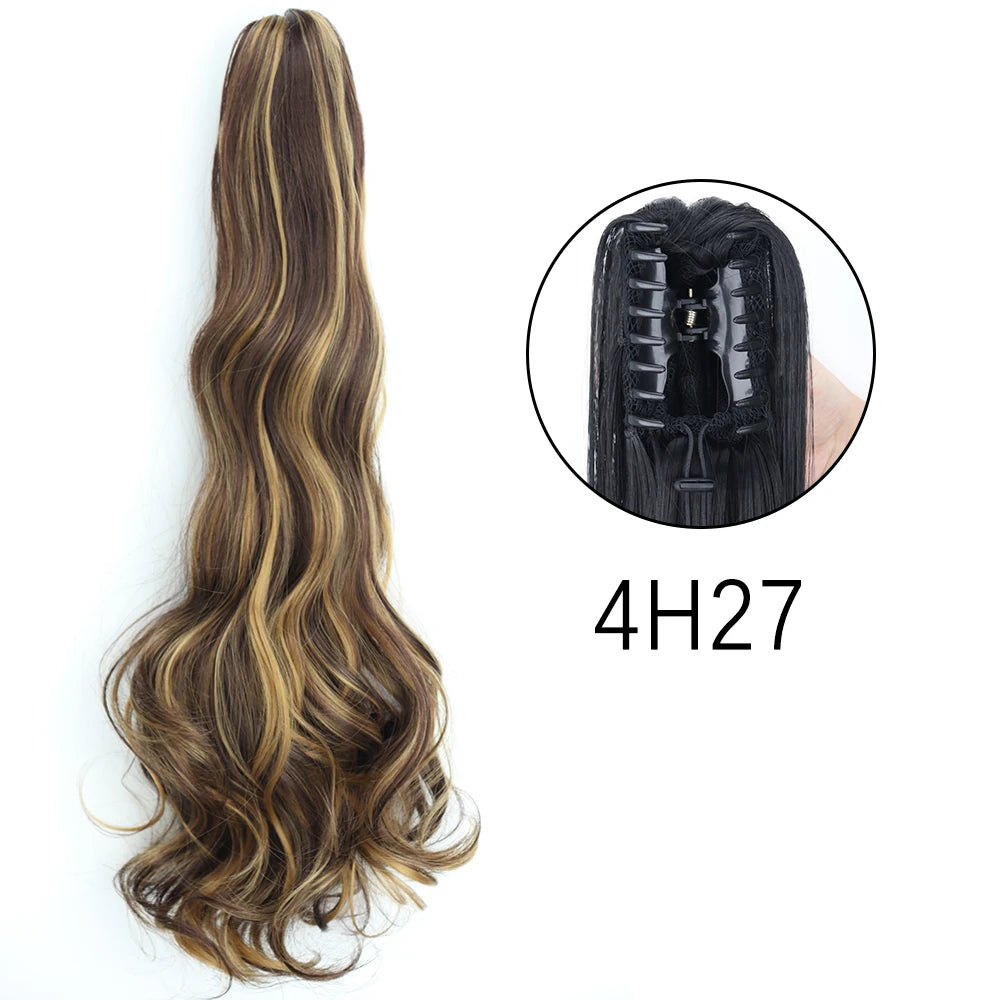 Synthetic Long Straight Claw Clip On 24Inch Ponytail