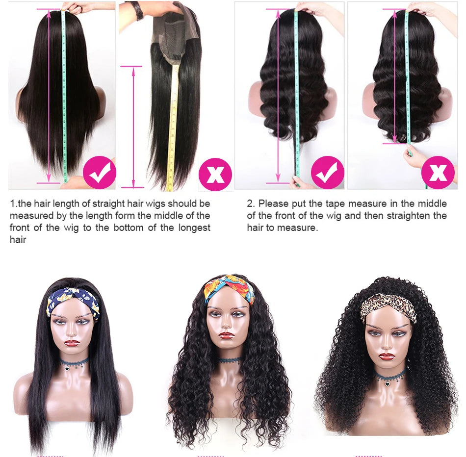Kinky Straight Human Hair Headband Wig