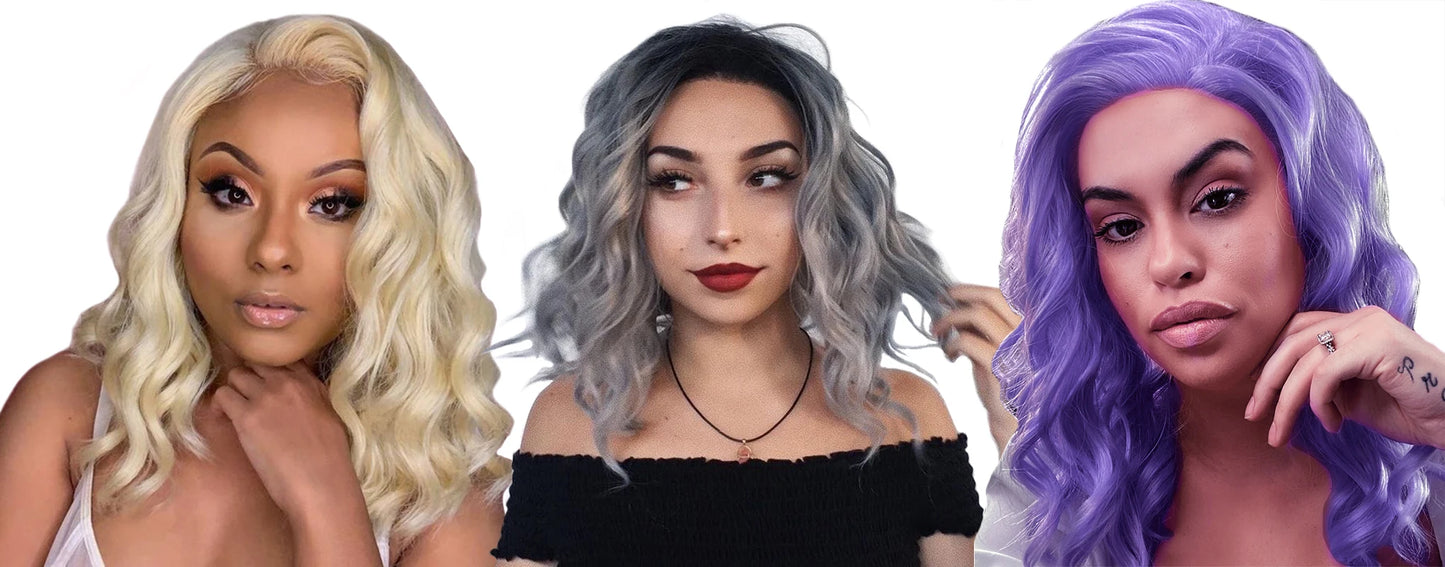 Water Wave Short Synthetic Lace Front Wigs - Various Colors Available