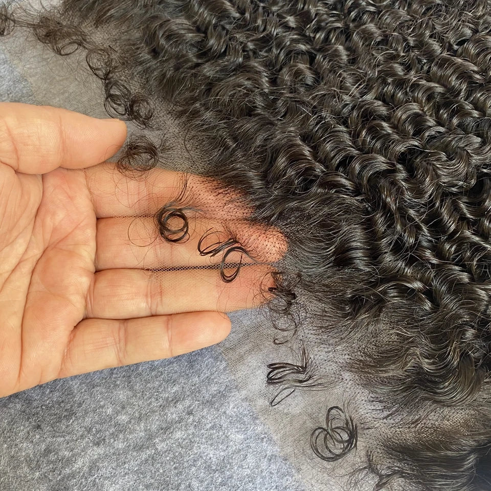 Deep Curly PrePlucked Natural Hairline - Invisible HD Lace Frontal (Human Hair)