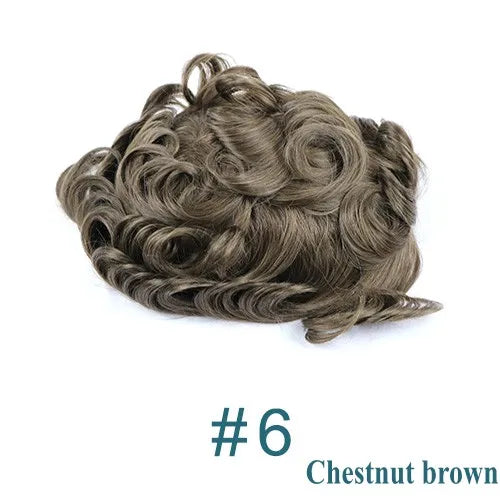 Natural Hairline Hair Replacement System (Toupee)  V-loop 0.06-0.08mm PU Base, Straight/Wavy - 1B Color Variations Available