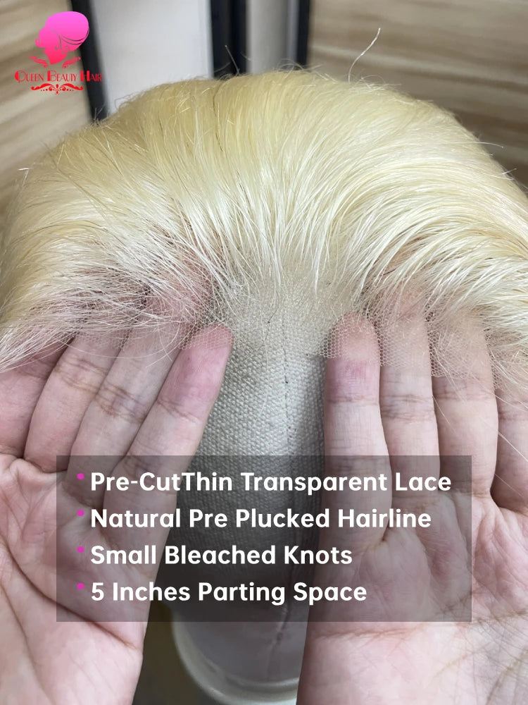 Remy Straight Blonde - Glueless Pre Plucked Lace Human Hair Ready to Go Wig