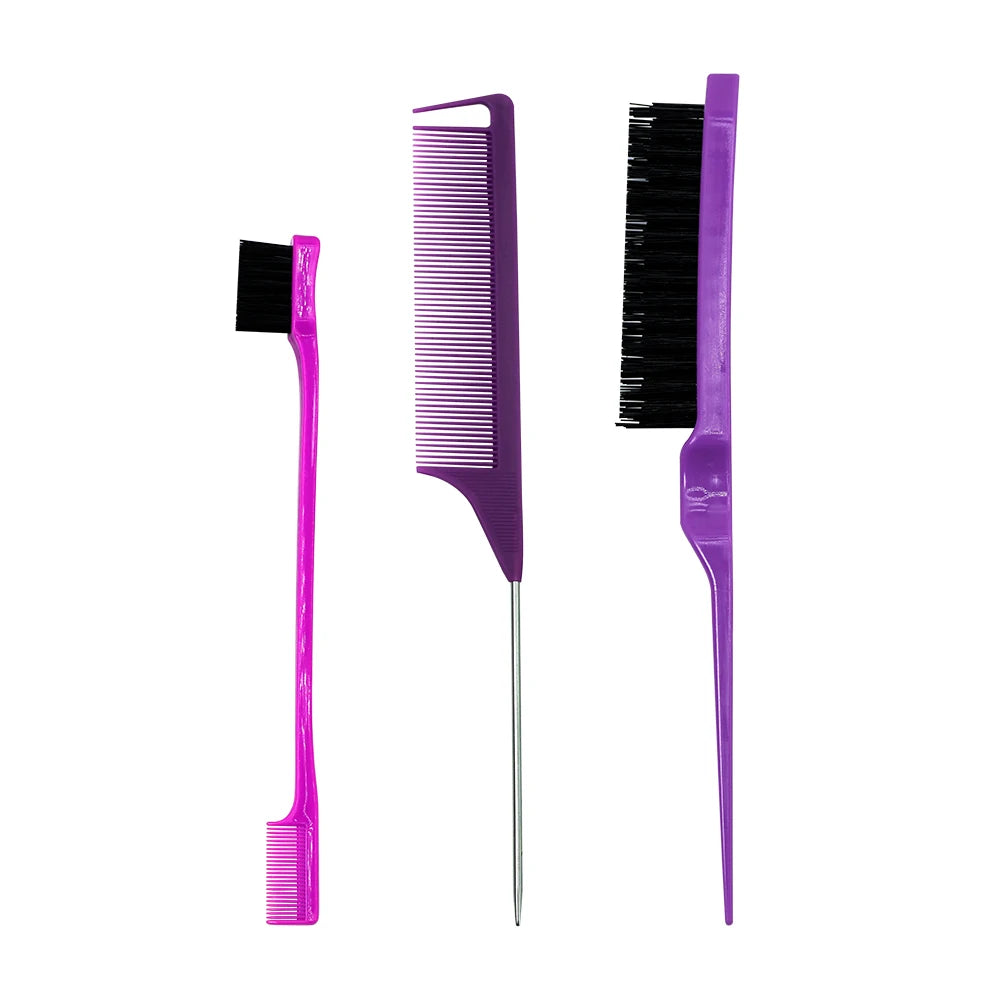 Pro Pointed Tail Hair Styling Anti-static Comb Hair Brush Steel Needle Pin Rat Tail Combs Sets