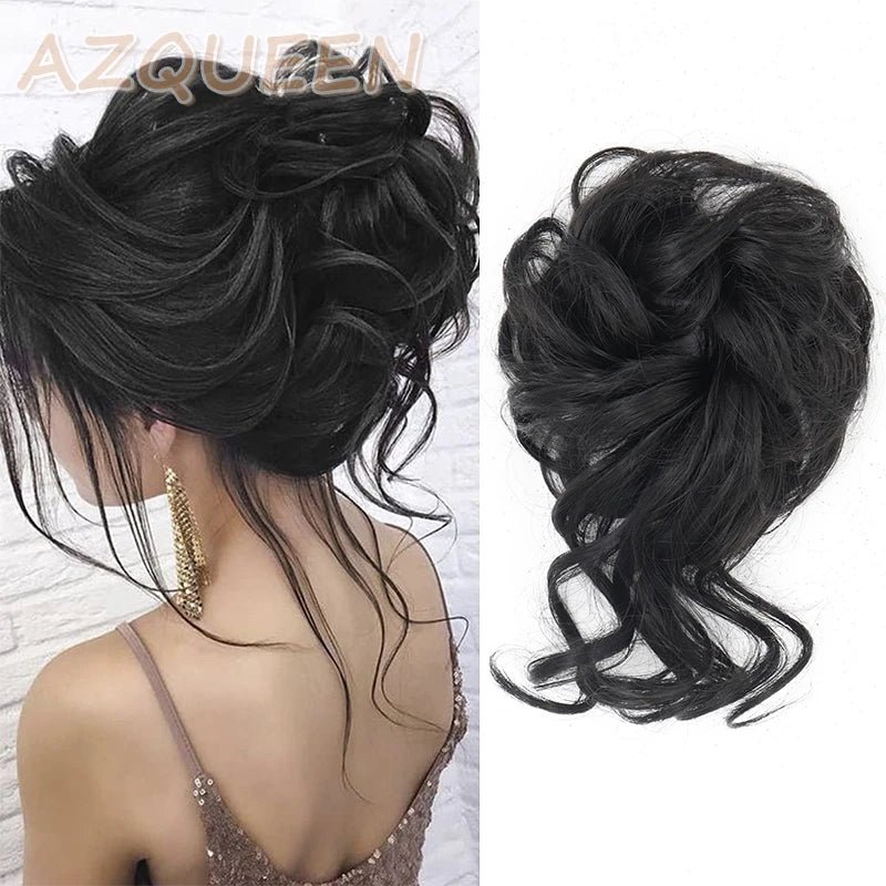 Synthetic Culrly Messy Ponytail Updo Bun with Elastic Band/Scrunchy