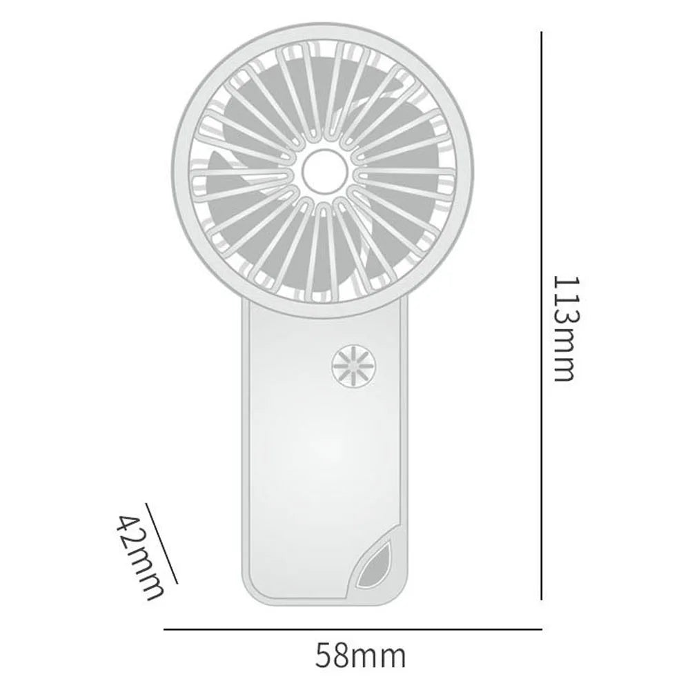 Portable Mini Rechargeable USB Charging Handheld Fan Built-in Battery 3 Speed Power - Various Colors Available