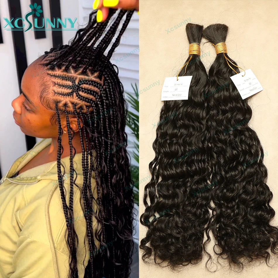 Water Wave Human Hair Braiding Bundles No Weft
