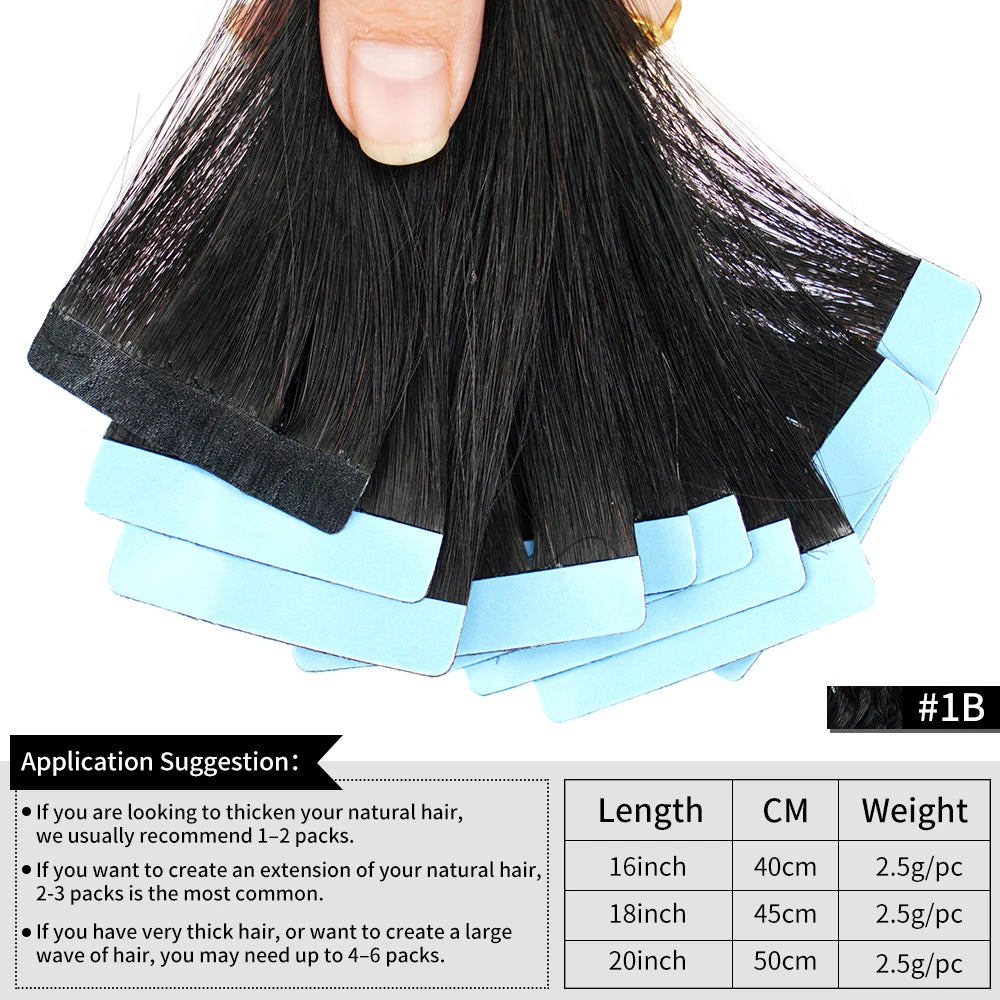 Straight Natural Remy Human Hair Tape Ins
