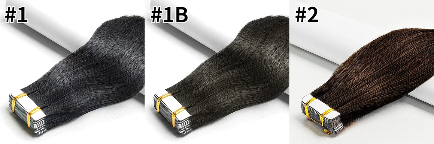 Straight Skin Weft Adhesive Invisible 100% Real Human Hair Tape-Ins