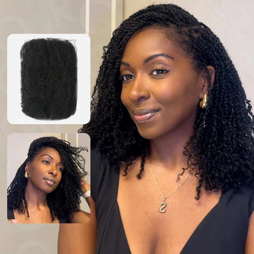 Afro Kinky Bulk Human Hair For Braiding (Lightweight) Various Colors Available