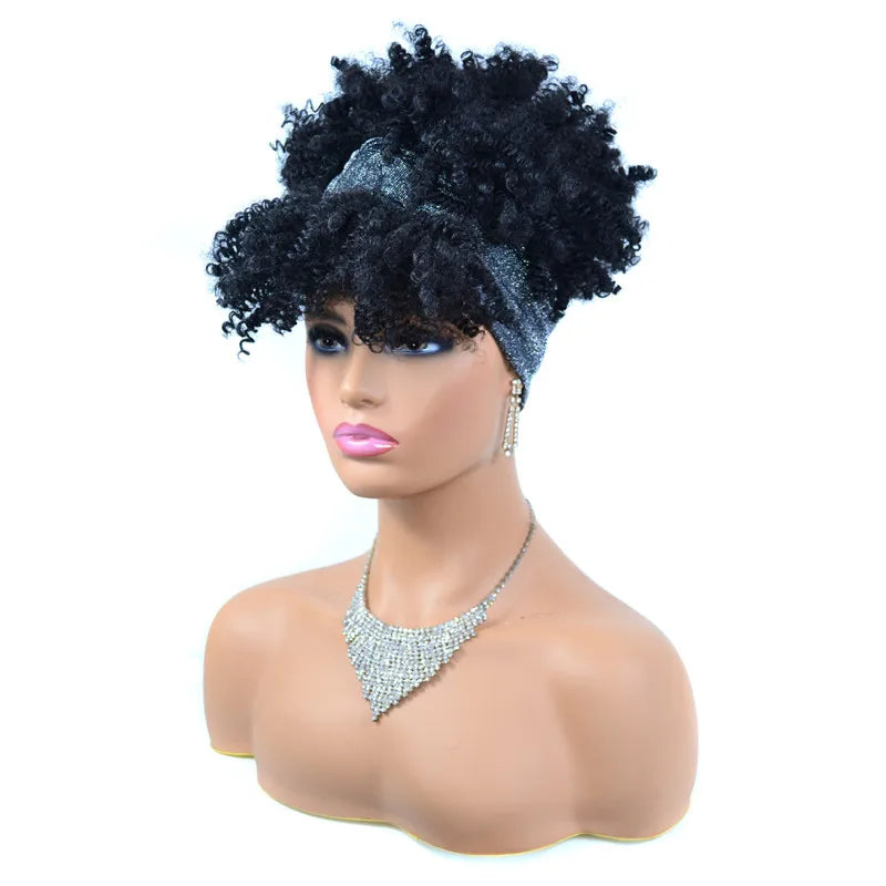 Synthetic Short Kinky Curly Headband Wigs - Various Colors Available