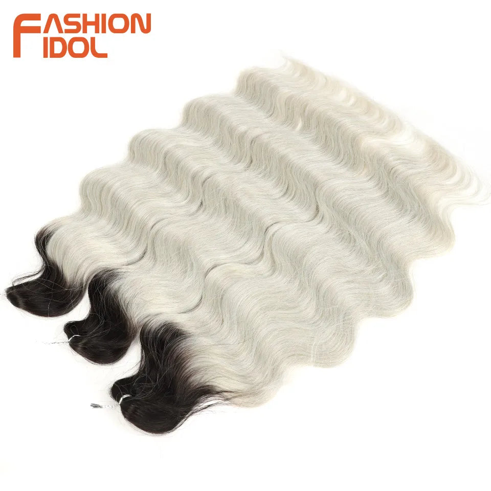 Ombre Body Wave Crochet Hair 24 Inch Long Synthetic Hair - Various Colors Available
