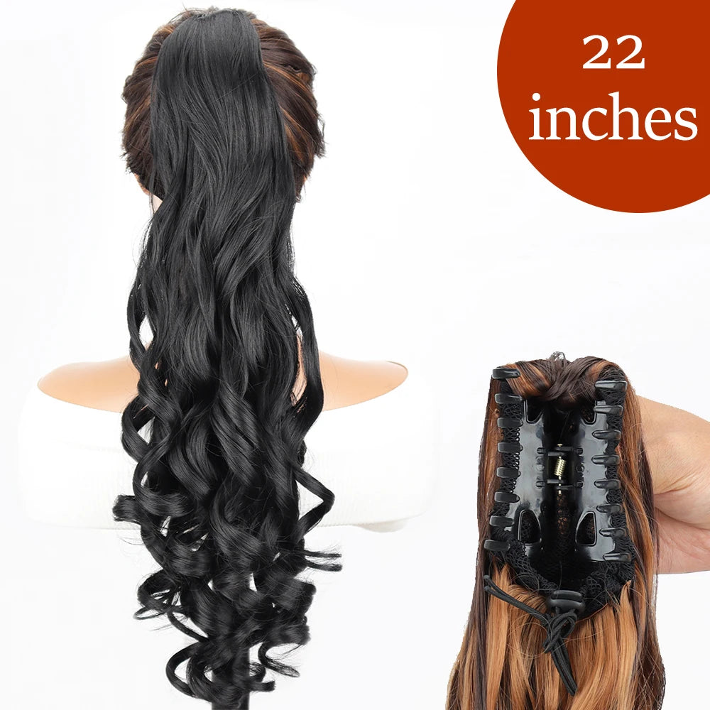 Synthetic Long Straight Claw Clip On 24Inch Ponytail