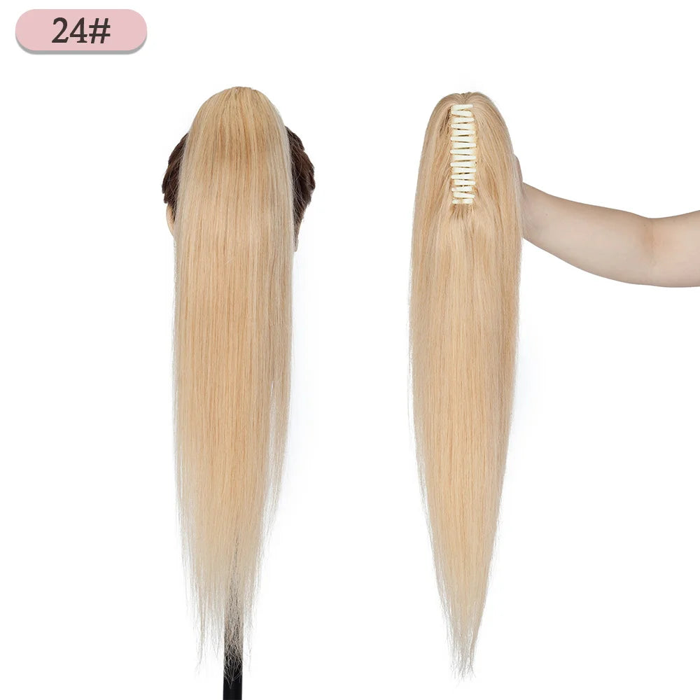 Straight Clip On 100% Human Hair Ponytails - Various Options Available