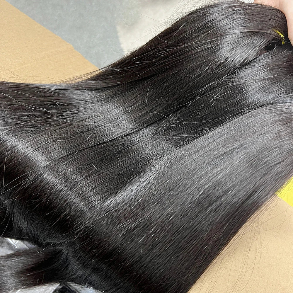 Bone Straight Human Hair Bundles 12A Grade 100% Unprocessed Raw Vietnamese Virgin Weft #1B Natural Black