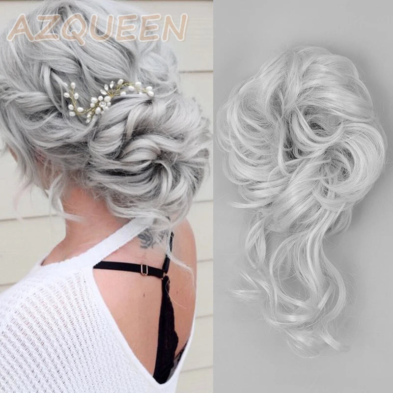 Synthetic Culrly Messy Ponytail Updo Bun with Elastic Band/Scrunchy