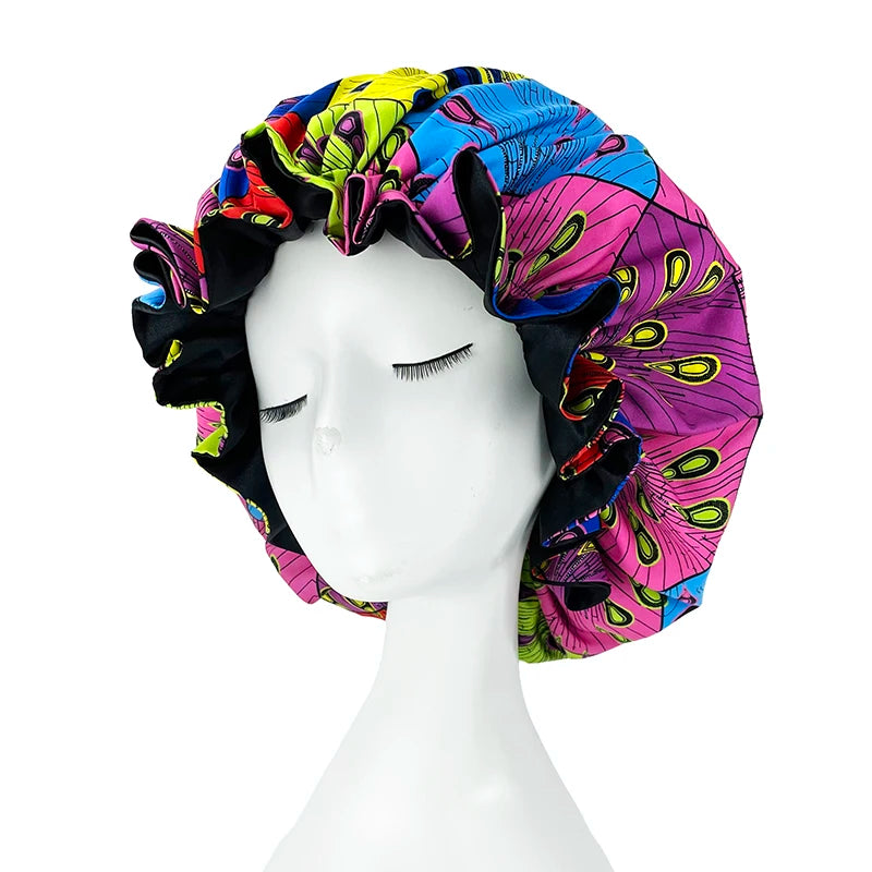 African Pattern Print Satin Bonnets