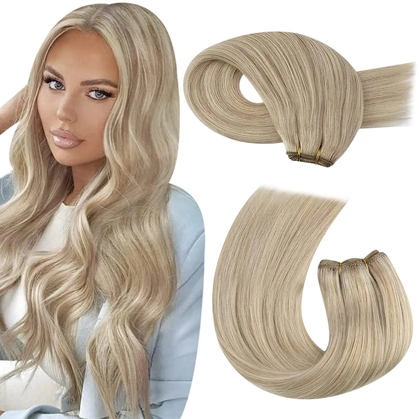 Straight Human Hair Bundles Weave Balayage Hair Pieces