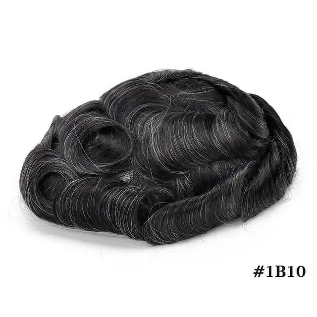 Straight or Wave Mono PU Men's 6inch Natural Human Hair Prosthesis Toupee/Hair Systems - Various Options Available