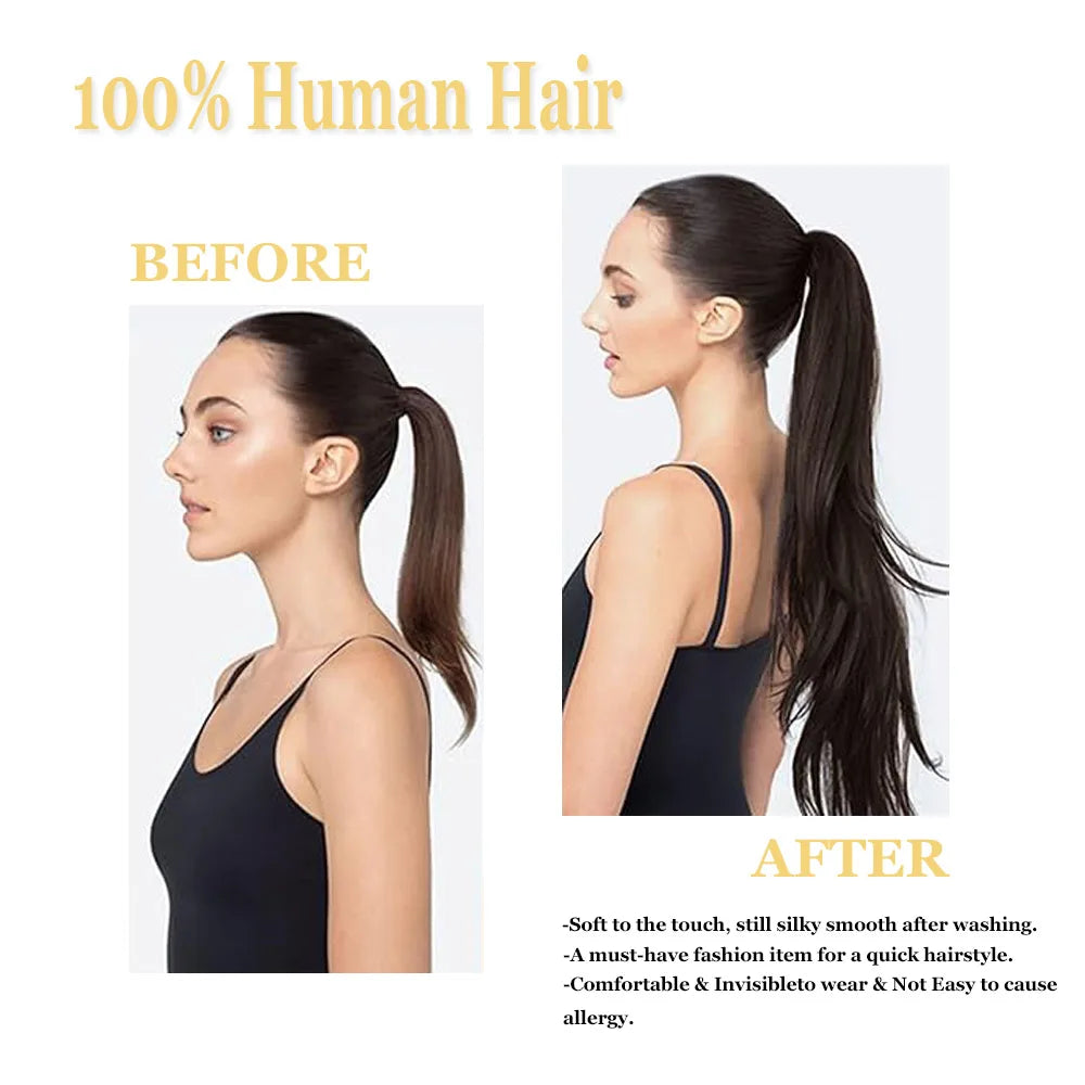 Straight Human Hair Wrap Around Ponytails - Various Options Available