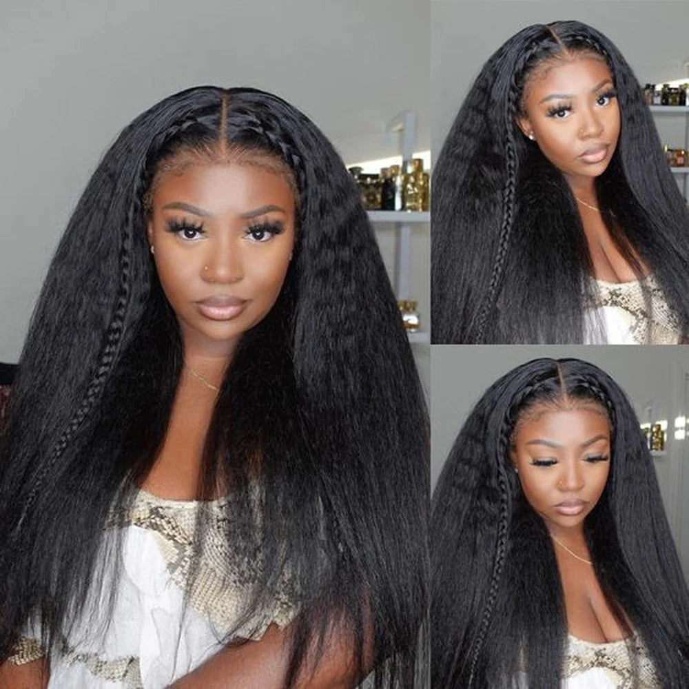 Kinky Yaki Straight - Pre Plucked HD Lace Front Human Hair Wig