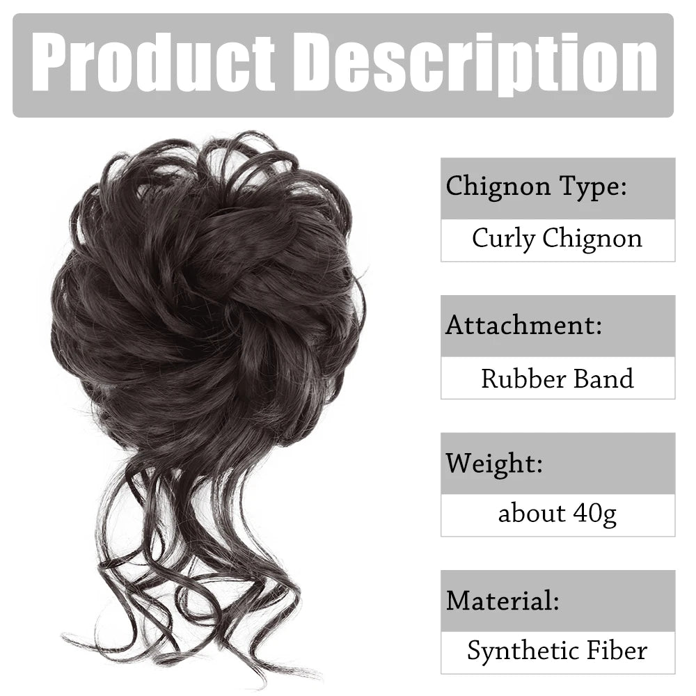 Synthetic Culrly Messy Ponytail Updo Bun with Elastic Band/Scrunchy