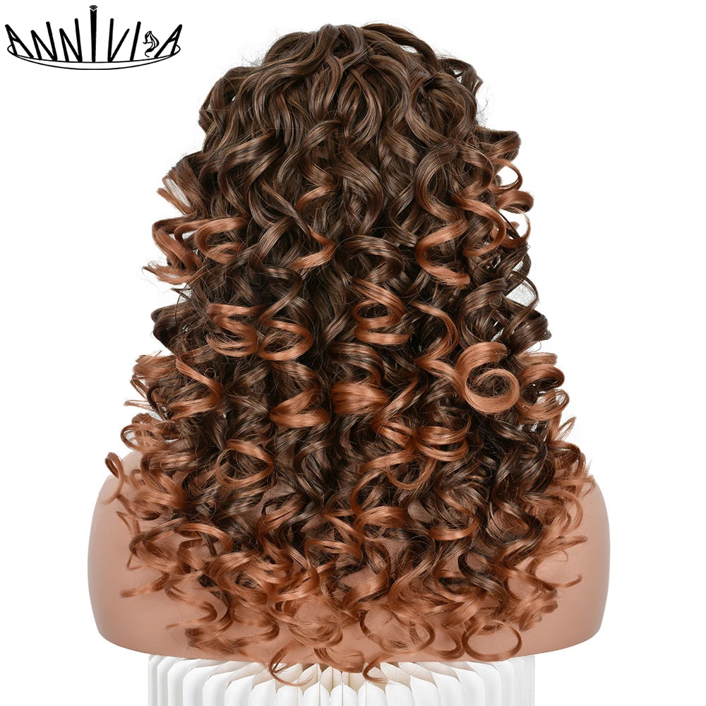 Synthetic Curly Wig With Bangs - Various Colors Available