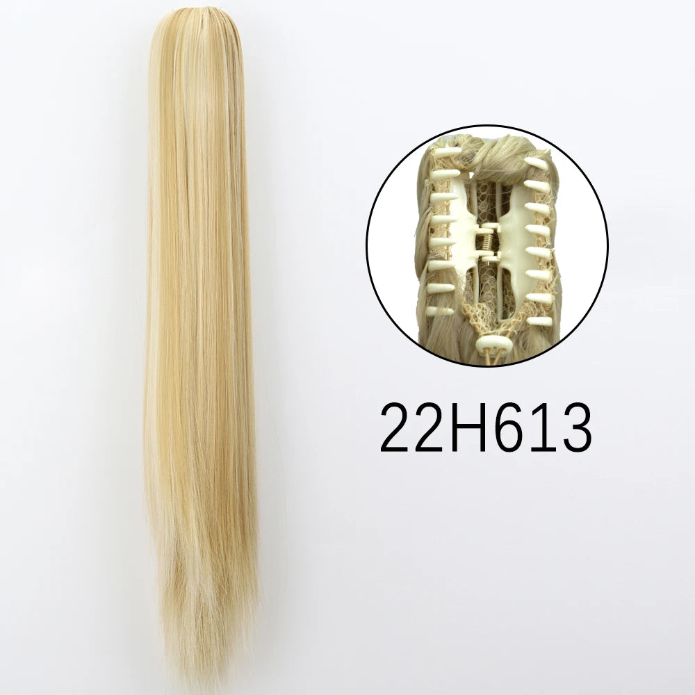 Synthetic Long Straight Claw Clip On 24Inch Ponytail