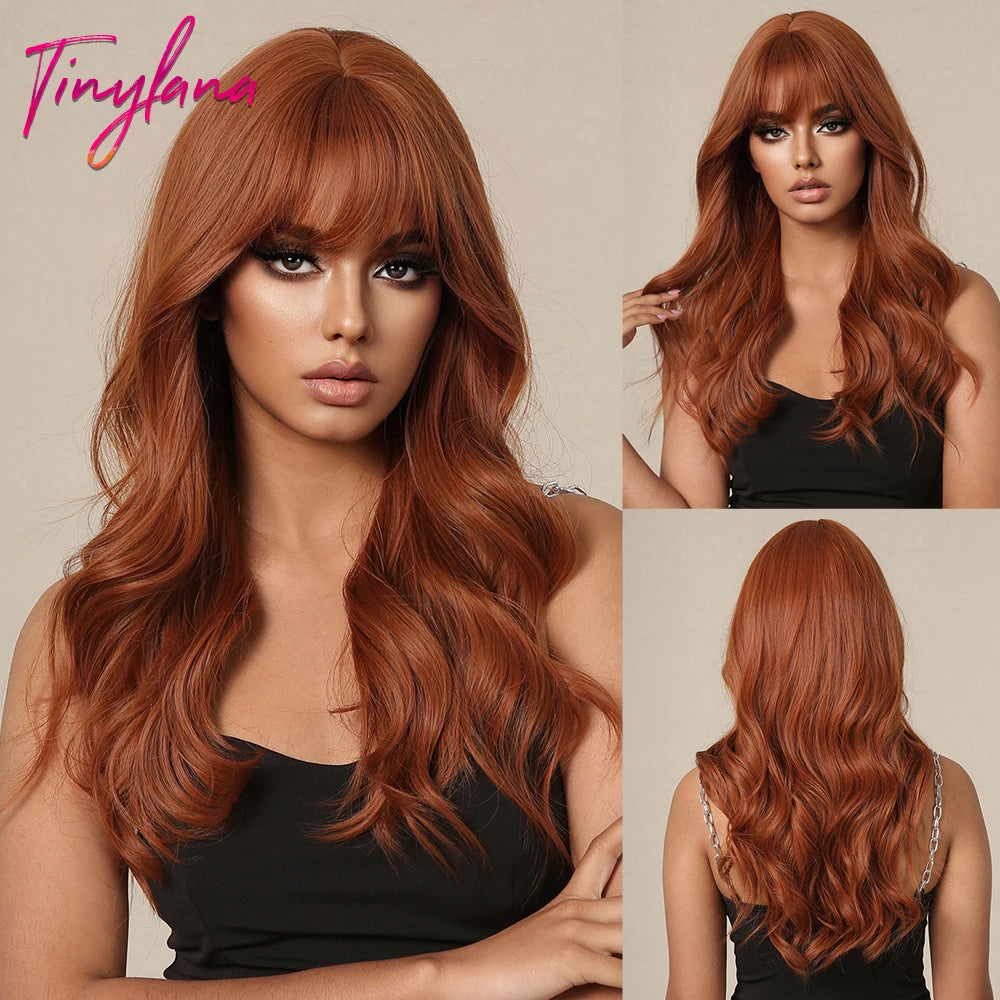 Long Curly Wavy Cosplay Synthetic Wigs With Bangs - Various Colors Available