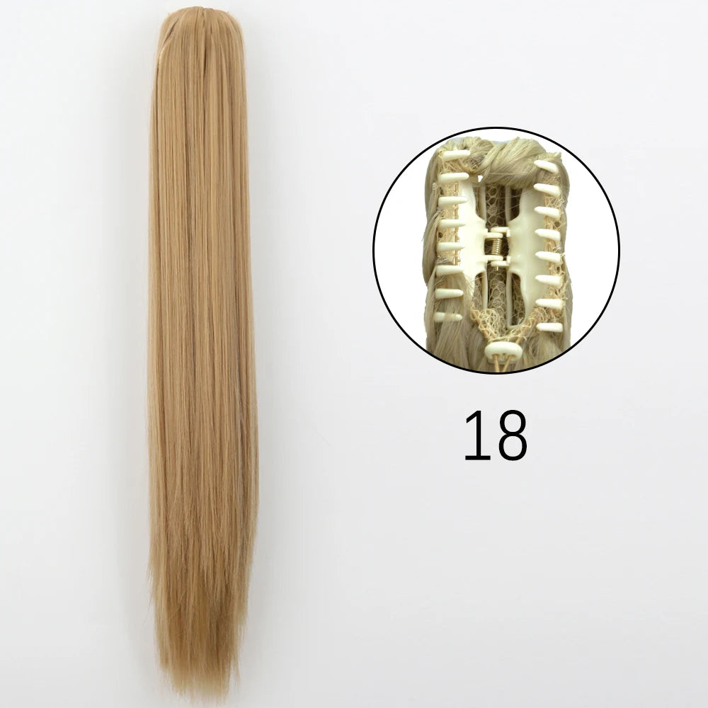 Synthetic Long Straight Claw Clip On 24Inch Ponytail