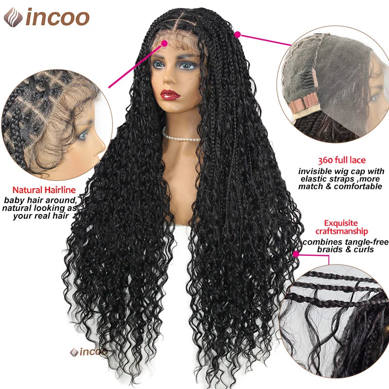 Boho Box Braided Full Lace Front Synthetic Wigs - Various Colors Available