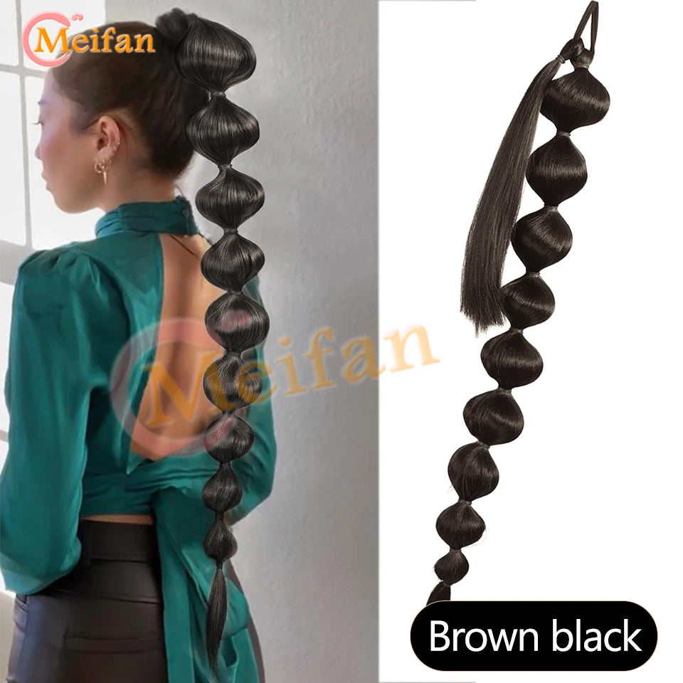 Synthetic Long Bubble Braid Wrap Around Ponytails
