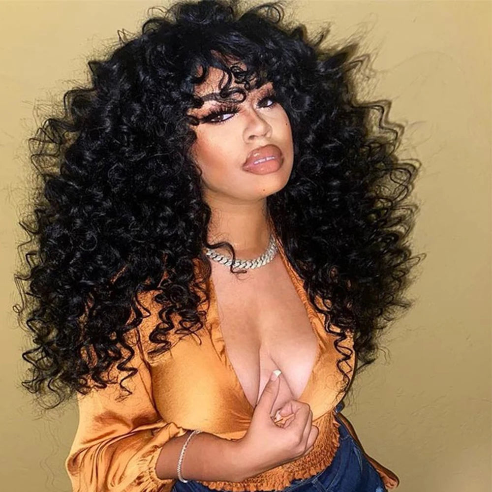 Synthetic Curly Wig With Bangs - Various Colors Available