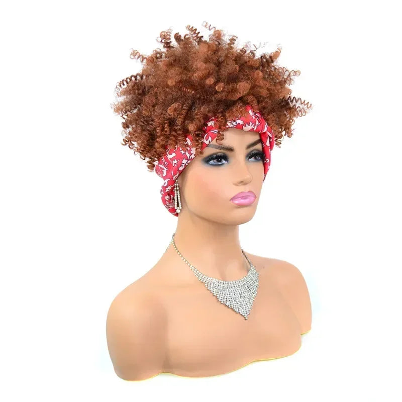 Synthetic Short Kinky Curly Headband Wigs - Various Colors Available