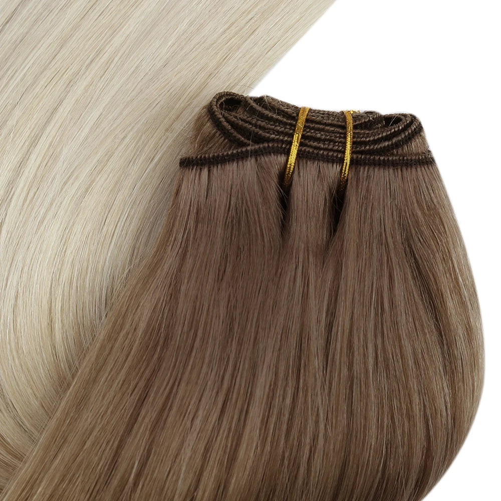 Straight Human Hair Bundles Weave Balayage Hair Pieces