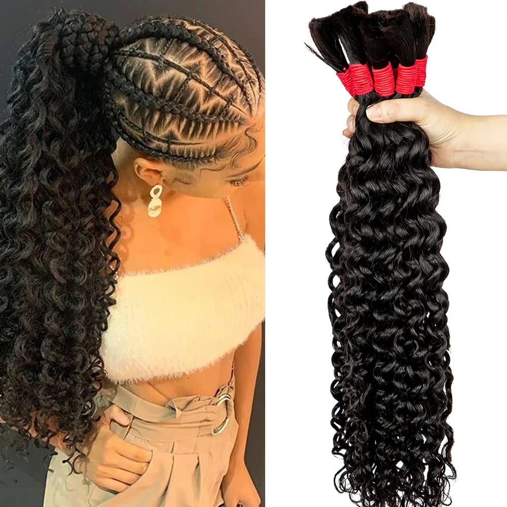 Wet and Wavy Human Hair Bundles for Braiding - Various Colors & Lengths Available