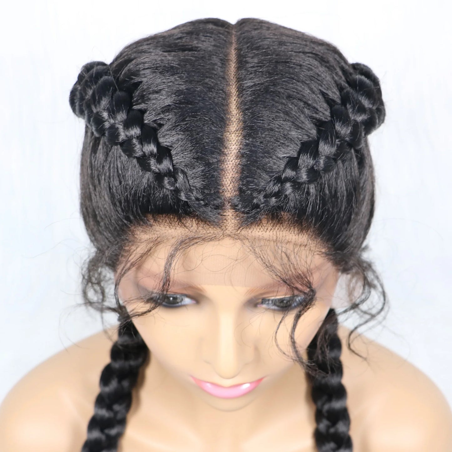 36 Inches Long Lace Front Synthetic Braided Wigs With Baby Hair - Various Colors Available