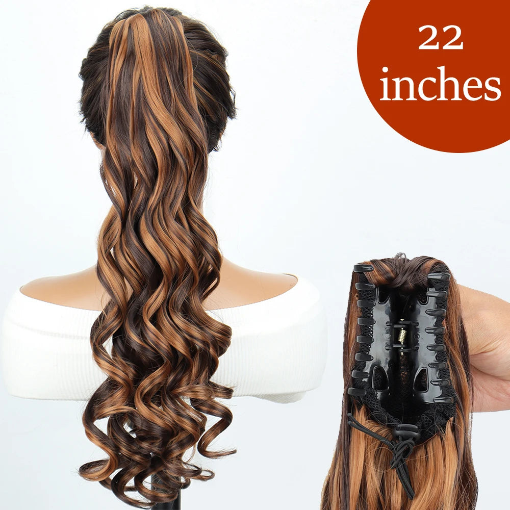 Synthetic Long Straight Claw Clip On 24Inch Ponytail