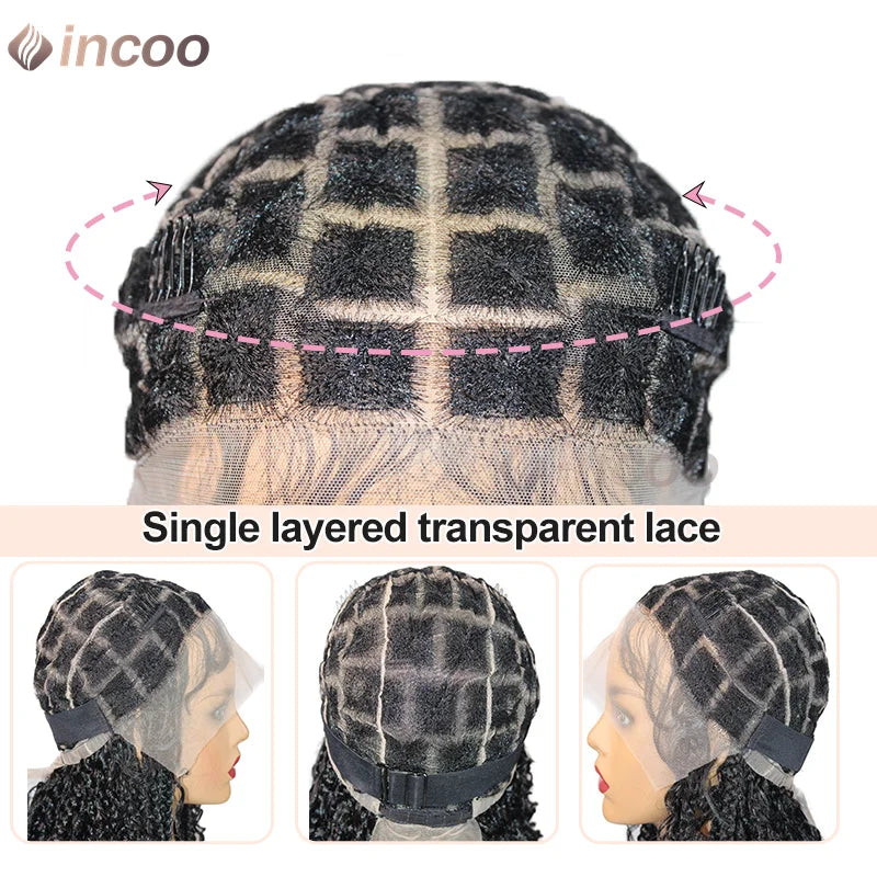 12" Short Bob Boho Goddess Braided Synthetic 360 Full Lace Front Synthetic Wig