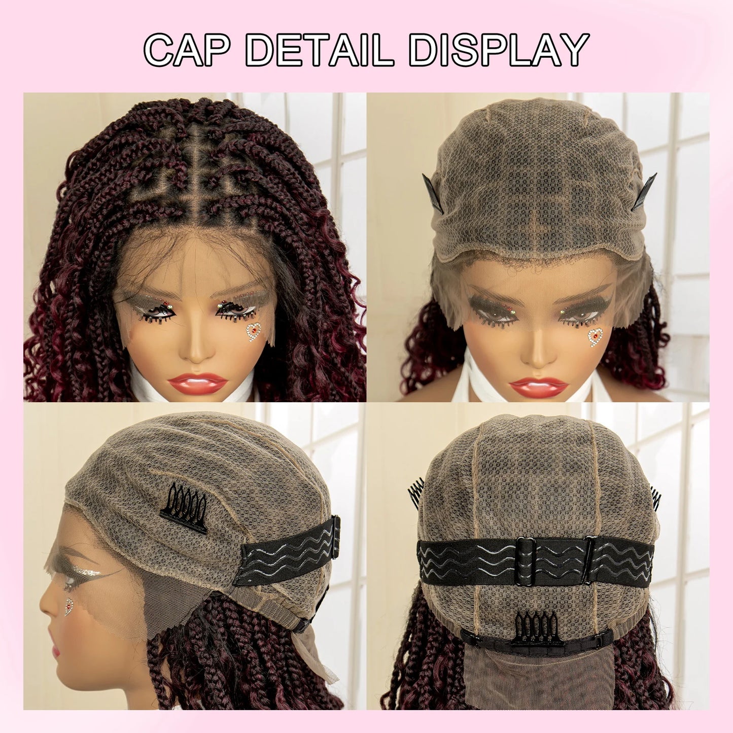 14 Inches Short Box Braided Full Lace Synthetic Boho Wigs  - Various Colors Available