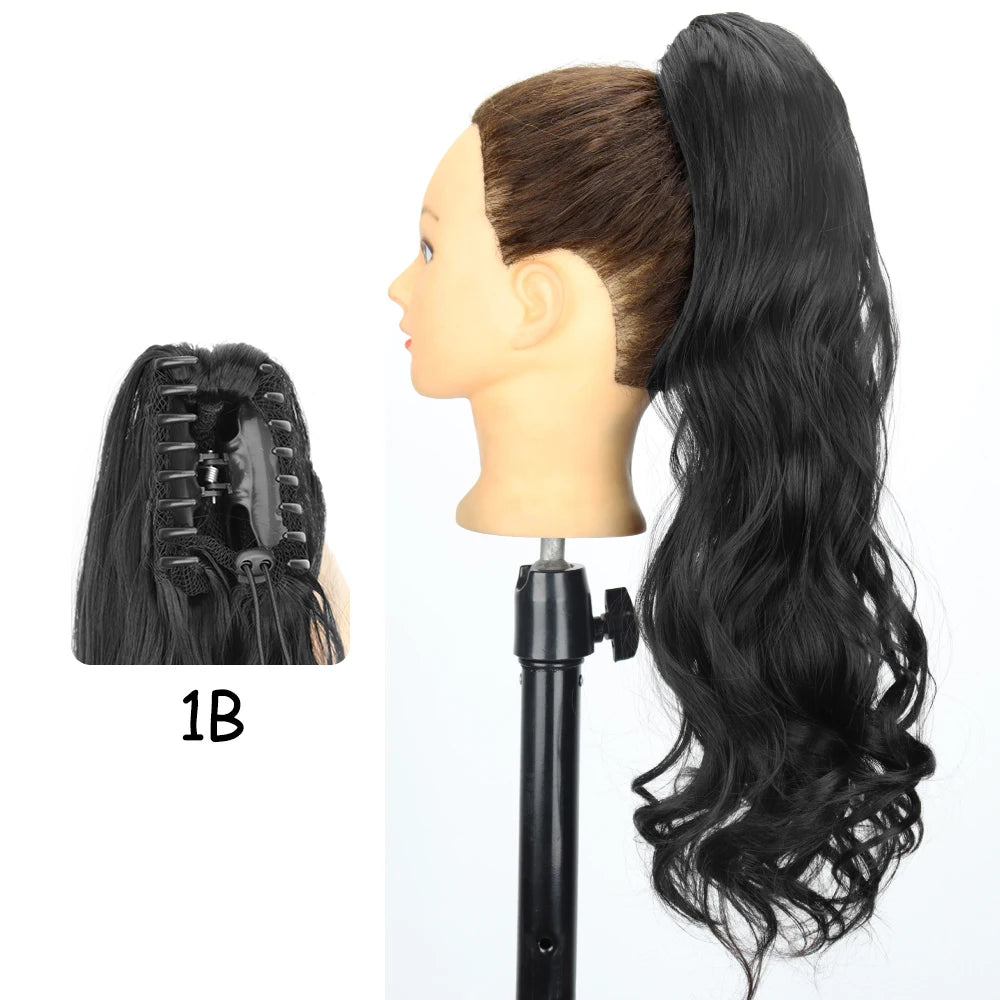 Synthetic 24" Long Wavy Claw Clip On Ponytail