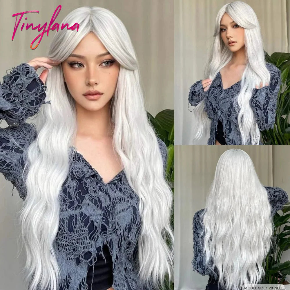 Long Curly Wavy Synthetic Wigs with Bangs