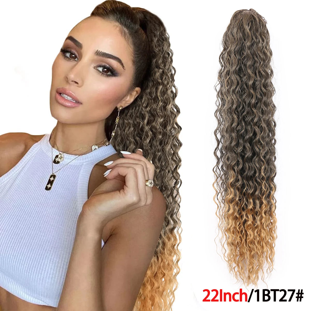 Long Synthetic Deep Wave Wrap Drawstring Ponytails - Various Options Available