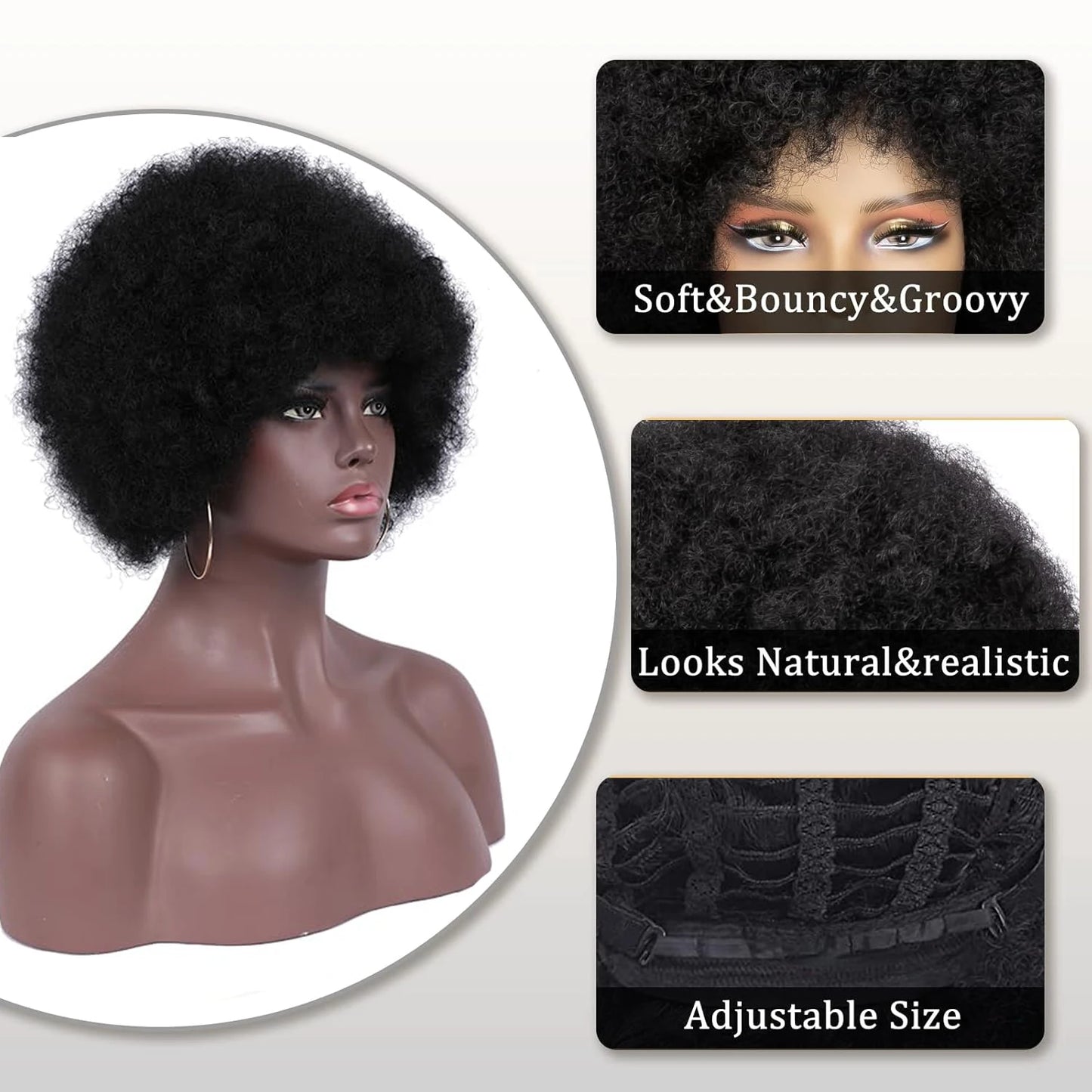 Short Synthetic Afro Kinky Curly Wigs - Various Colors Available
