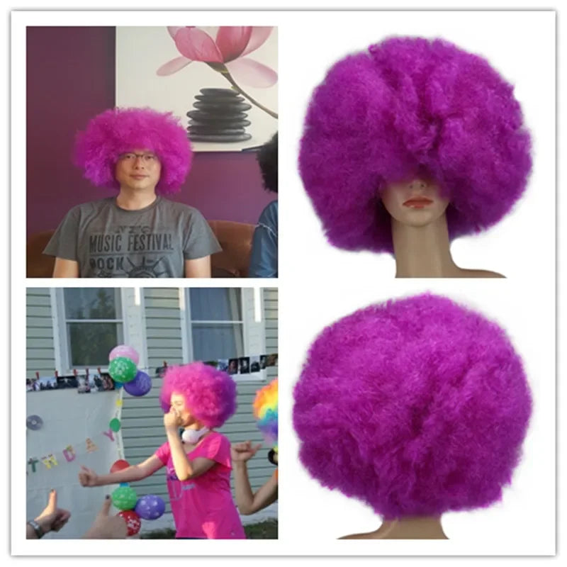 Synthetic 200g Super Big Short Curly Party Afro Wigs - Various Colors Available