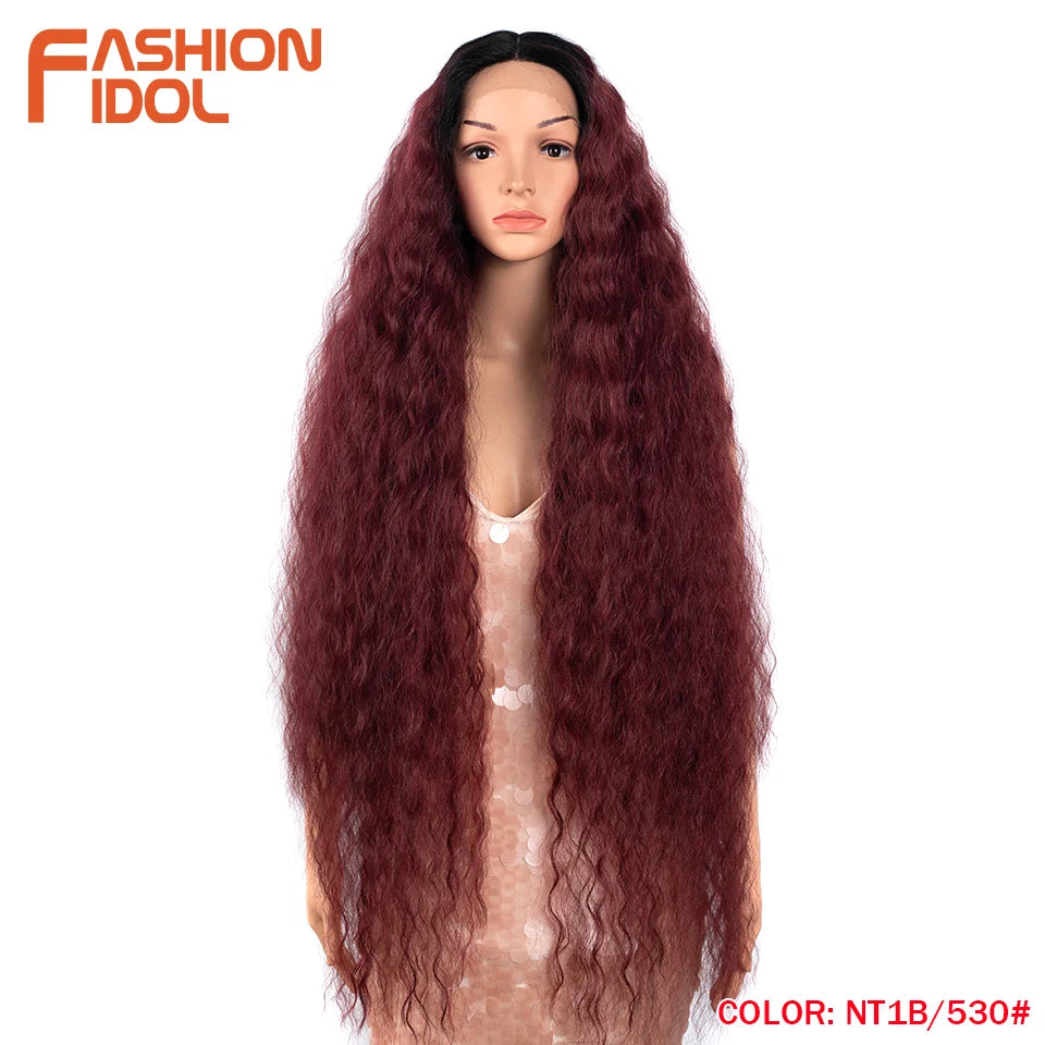 Water Wave 42 Inch Lace Front Synthetic Wigs - Various Colors Available