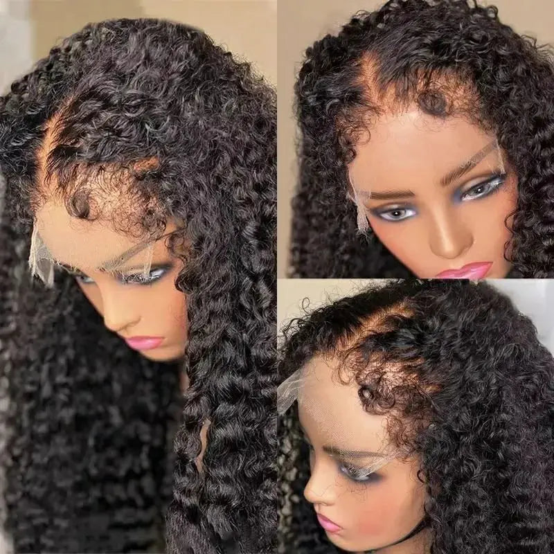Kinky Deep Wave Curly HD Frontal 4C Edges Human Hair Wig