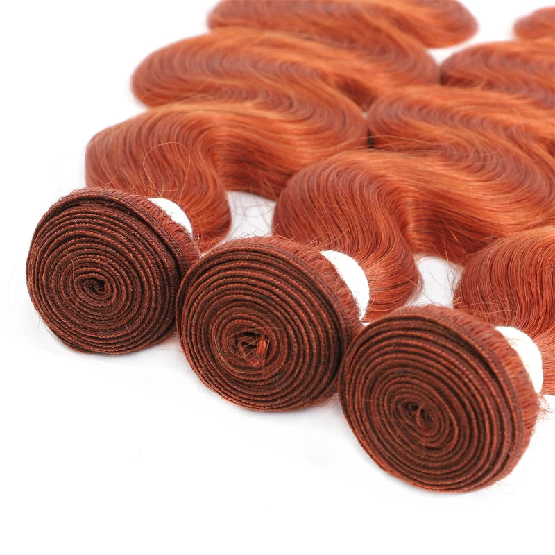 Body Wave Ginger Bundles With Blonde Body Wave Closure  - Human Hair Various Lengths