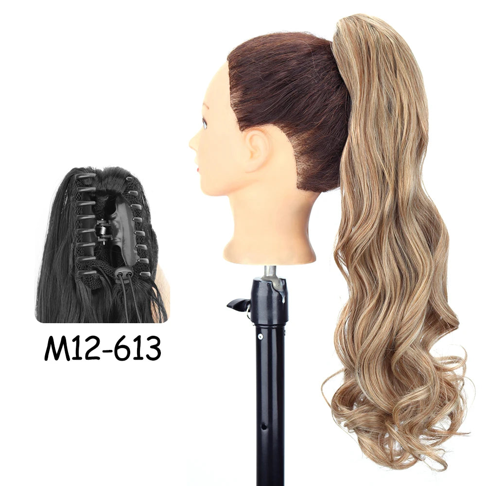 Synthetic 24" Long Wavy Claw Clip On Ponytail