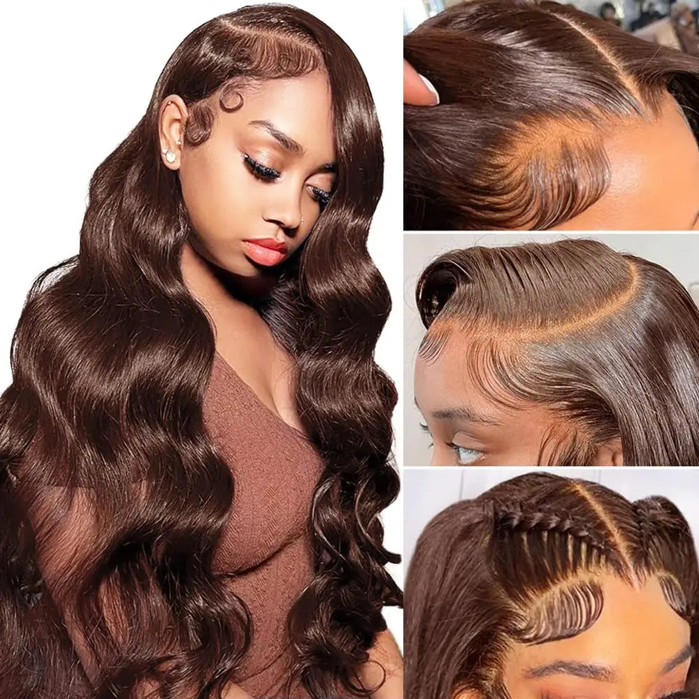 Brazilian Chocolate Brown Body Wave - Gluless HD Preplucked Lace Frontal Human Hair Wig